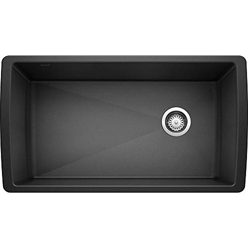 BLANCO, Anthracite 441768 DIAMOND SILGRANIT Super Single Undermount Kitchen Sink, 33.5" X 18.5"