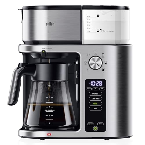 Braun MultiServe Plus 10- Cup Pod Free Drip Coffee Maker, 7 Brew Sizes/Hot & Cold Brew, Stainless steel KF9270SI