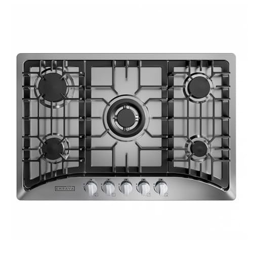 Empava 30 Inch Gas Cooktop with 5 World Class Made in Italy SABAF Burners, LPG/NG Convertible, Ideal RV Top Stoves for Kitchen, Stainless Steel