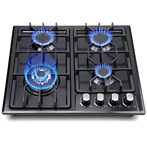 FORIMO Gas Cooktop 22Inch，Built in Gas Cooktop 4 Burners Stainless Steel Stove with NG/LPG Conversion Kit Thermocouple Protection and Easy to Clean