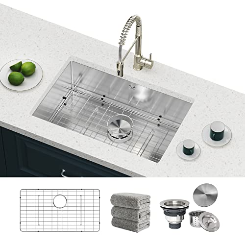 Kitchen Sink 27x18 inch Undermount Kitchen Sinks Stainless Steel Sink 16 Gauge Single Bowl Kitchen Sinks with Accessories