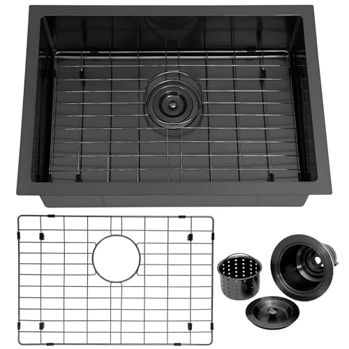 Kitsitchen 23x16 Inch Black Undermount RV Sink,Stainless Steel Single Bowl Kitchen Sink,Durable & Stylish Design (16"D x 23"W x 7"H) | Perfect for Campers, RVs & Mobile Homes