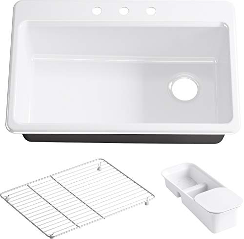 Kohler K-5871-3A2-0 33" 1-Bowl Top-Mount Enameled Cast Iron Kitchen Sink White