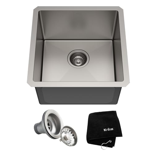 Kraus KHU101-17 Standart PRO 16 Gauge Undermount Single Bowl Kitchen Sink, 17 Inch, Stainless Steel