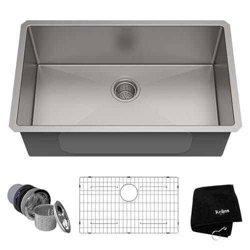 KRAUS Standart Pro 30 -inch Undermount Single Bowl 16 Gauge Stainless Steel Kitchen Sink, KHU100-30