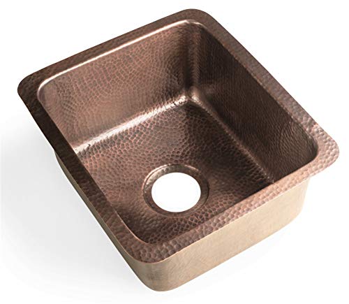 Monarch Abode 17090 Pure Copper Hand Hammered Highball Single Bowl Kitchen Sink (17 inches) - Copper Undermount Sink Bar - Kitchen Sink Copper - Prep Sink Copper - Drop in Copper Kitchen Sink