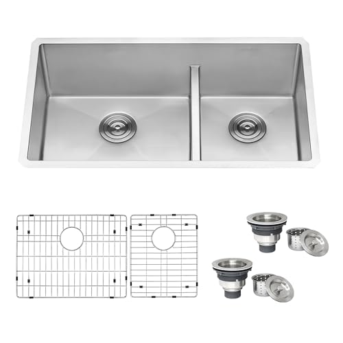 Ruvati 33-inch Low-Divide Undermount Tight Radius 60/40 Double Bowl 16 Gauge Stainless Steel Kitchen Sink - RVH7419