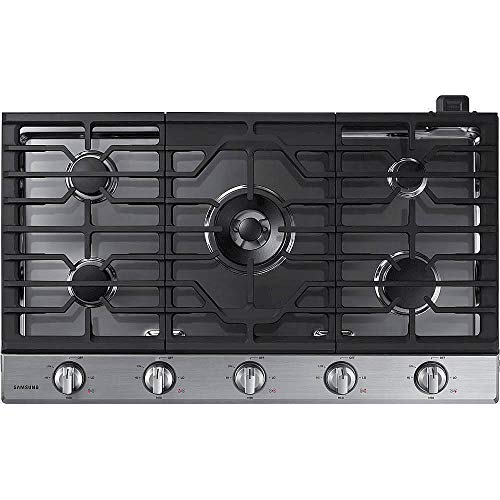 SAMSUNG 36" Built In Smart Gas Cooktop with Illuminated Knobs, 5 Burners, Stainless Steel, NA36N6555TS/AA